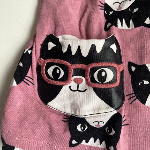 Polarn O. Pyret size 1-1.5 yeas old 86 cm, pink cat print blouse w/ front pocket - Picture 7 of 10